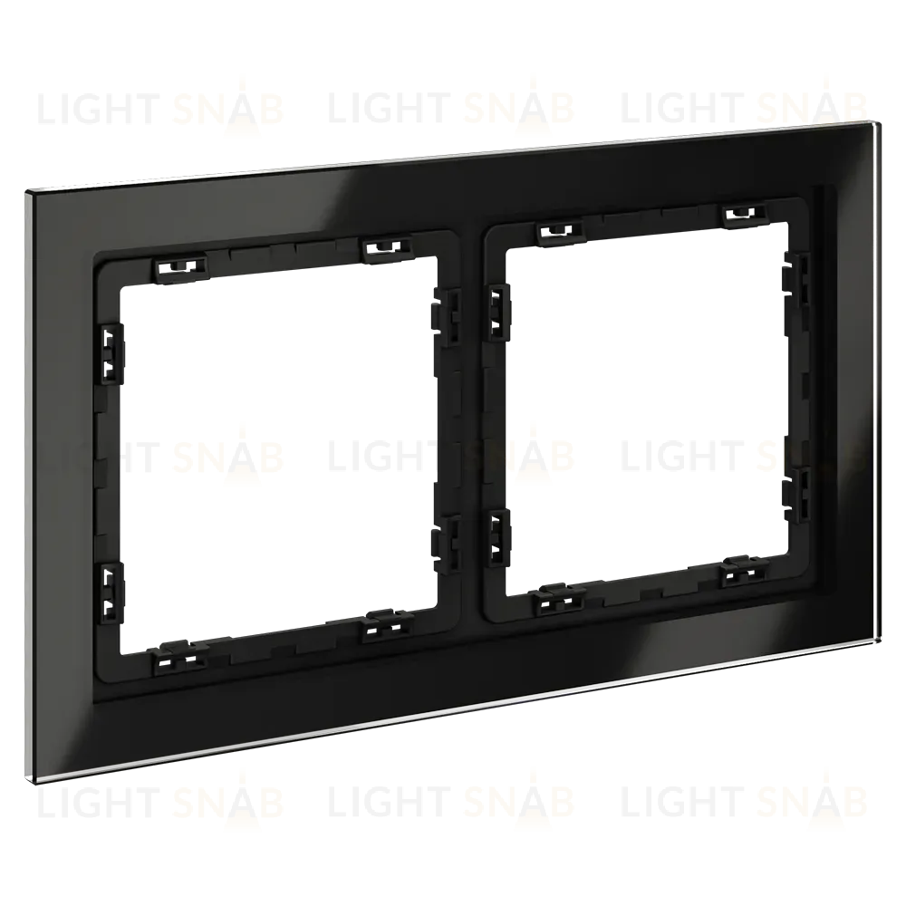 Рамка на 2 поста Voltum S70 VLS110208 (черный,стекло) VLS110208