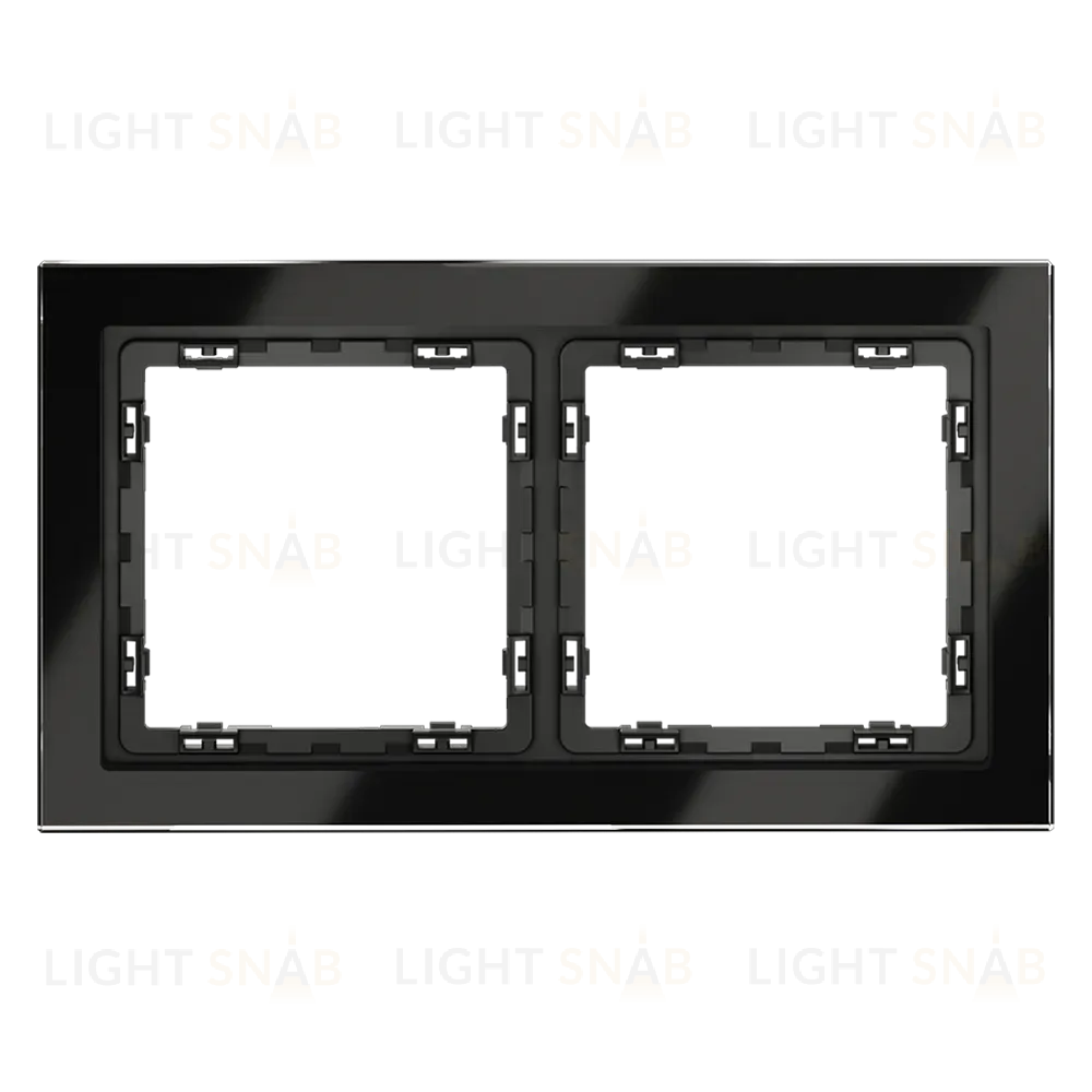 Рамка на 2 поста Voltum S70 VLS110208 (черный,стекло) VLS110208