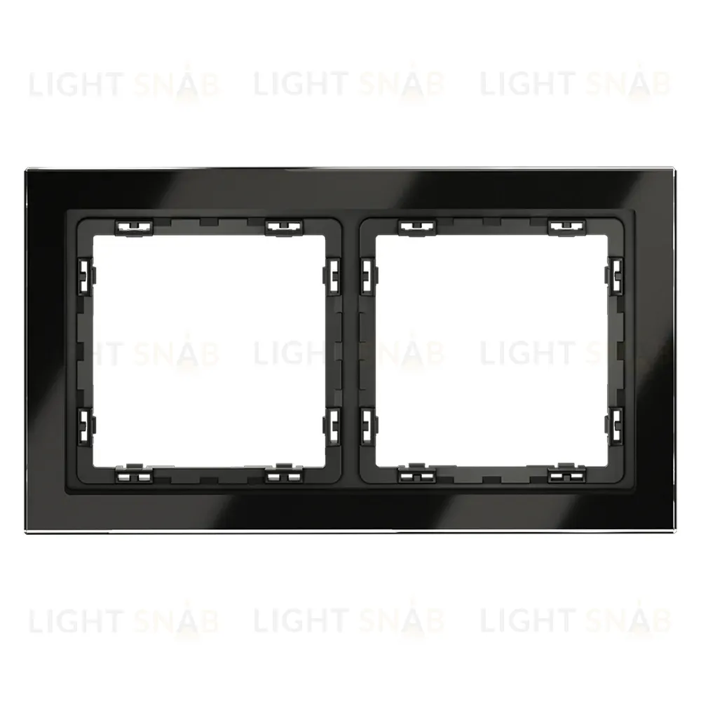 Рамка на 2 поста Voltum S70 VLS110208 (черный,стекло) VLS110208
