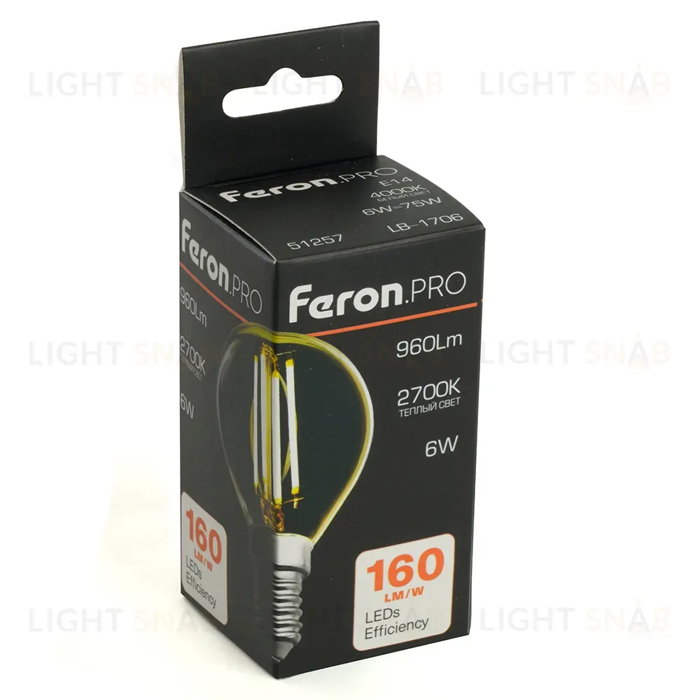 Лампа светодиодная Feron E14 6W 2700K LB-1706 51256 51256