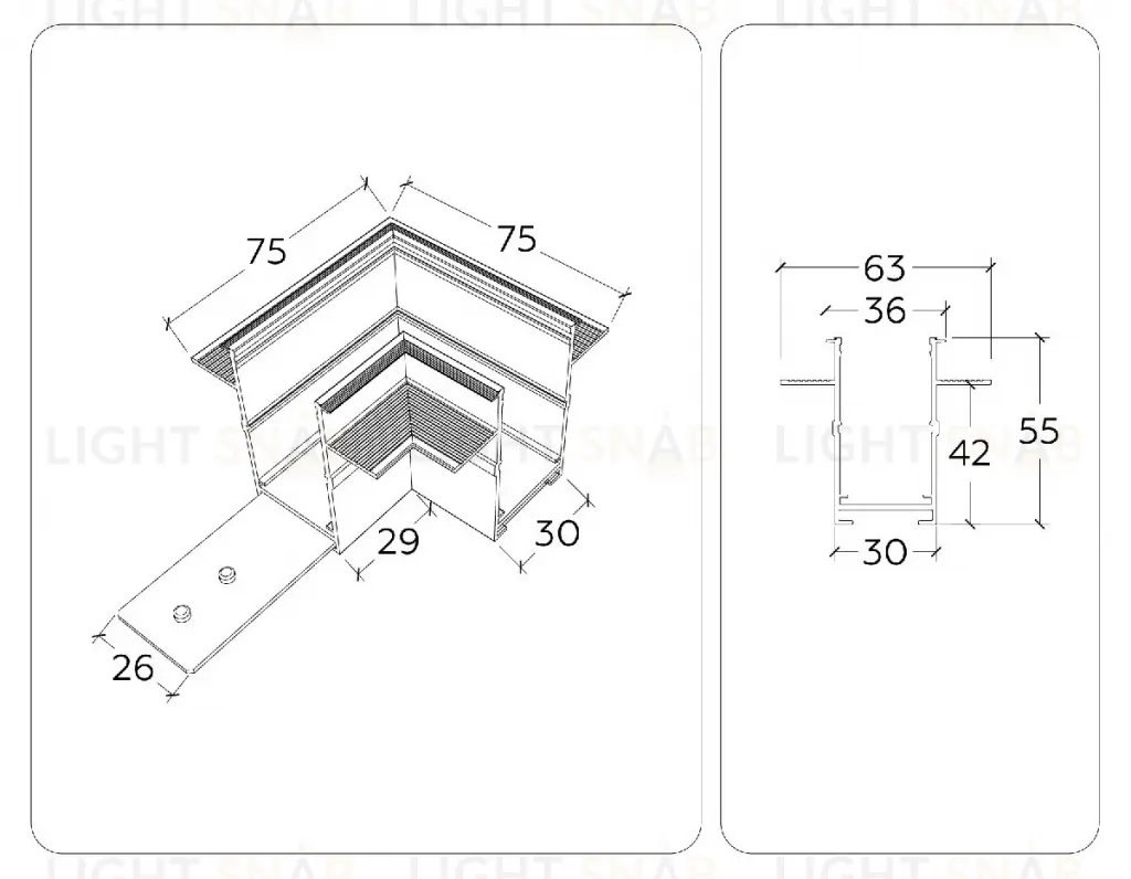 Коннектор угловой Ambrella Light Magnetic 220V GL1039 GL1039