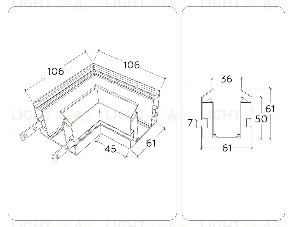 Коннектор угловой Ambrella Light Magnetic 220V GL1043 GL1043