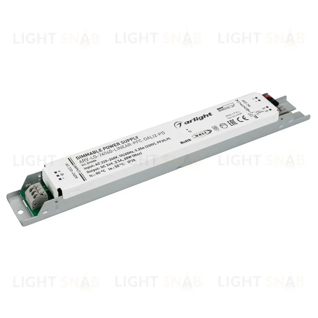 Блок питания Arlight ARV-LG-24060-LINEAR-PFC-DALI2-PD (24V, 2.5A, 60W) 049480 049480