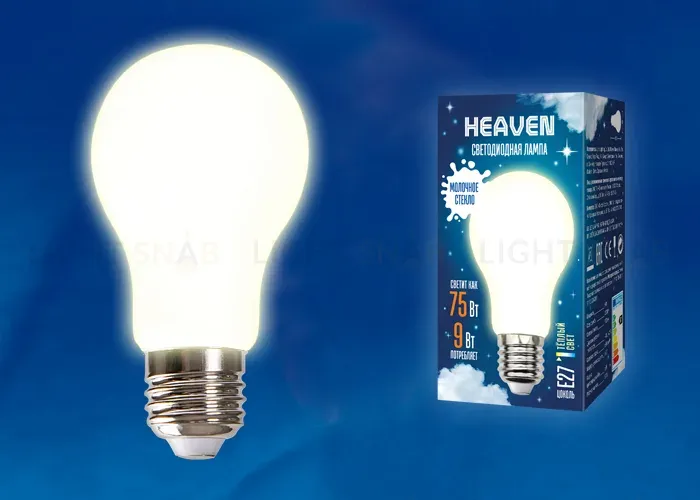 Лампа светодиодная Uniel LED-A60-9W/3000K/E27/FR GLH01WH UL-00004841 LED-A60-9W/3000K/E27/FR GLH01WH