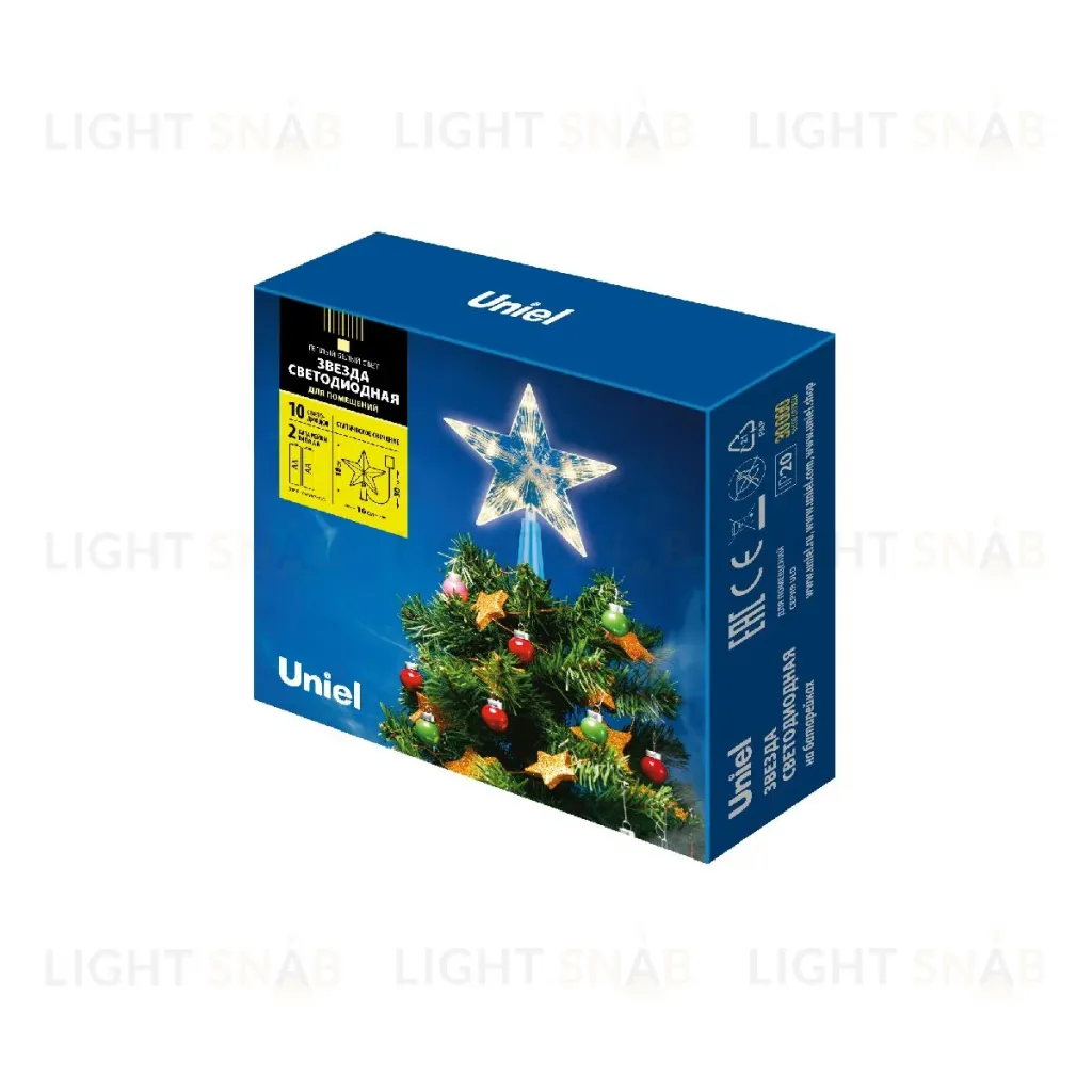 Украшение звезда Uniel ULD-H1515-010/STB/2AA WARM WHITE STAR-2 UL-00005761 ULD-H1515-010/STB/2AA WARM WHITE STAR-2