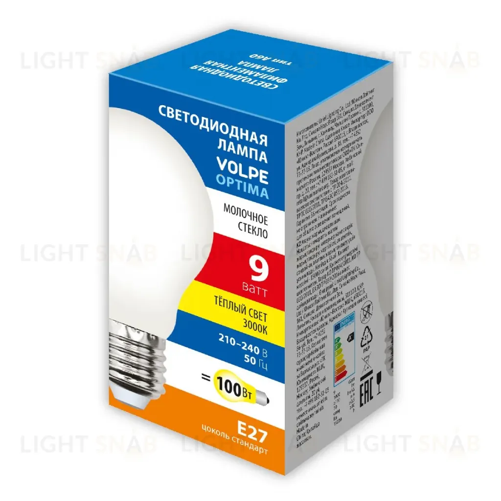 Лампа светодиодная Volpe Optima LED-A60-9W/3000K/E27/FR/SLF UL-00008300 LED-A60-9W/3000K/E27/FR/SLF