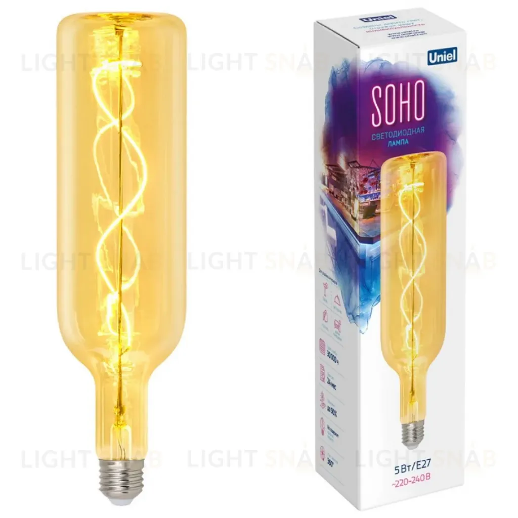 Лампа светодиодная Uniel LED-SF21-5W/SOHO/E27/CW GOLDEN GLS77GO UL-00010070 LED-SF21-5W/SOHO/E27/CW GOLDEN GLS77GO