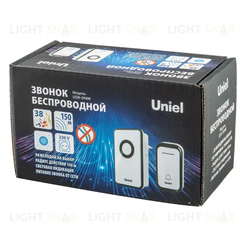 Беспроводной звонок Uniel UDB-094W-R1T1-38S-BL/GL UL-00011367 UDB-094W-R1T1-38S-BL/GL