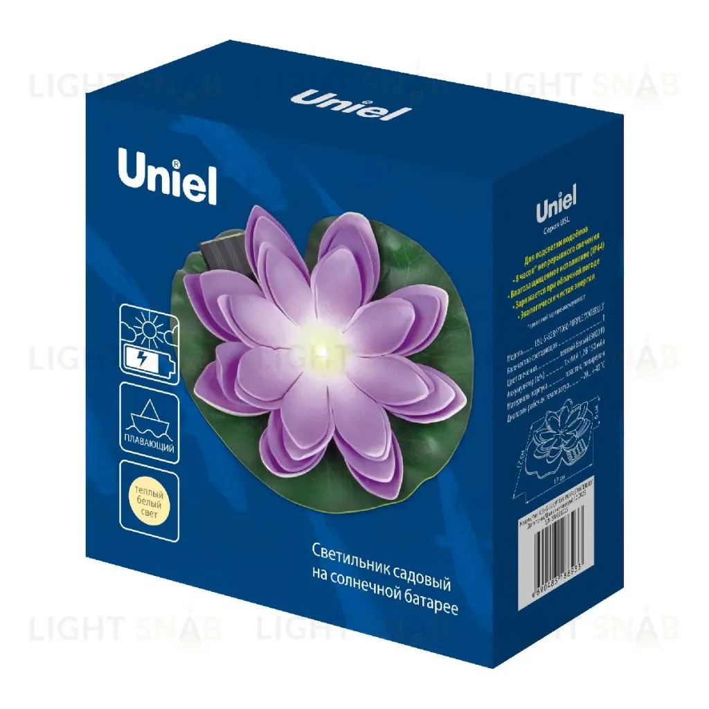 Светильник на солнечной батарее Uniel USL-S-828/PT060 PURPLE WATERLILY UL-00011601 USL-S-828/PT060 PURPLE WATERLILY