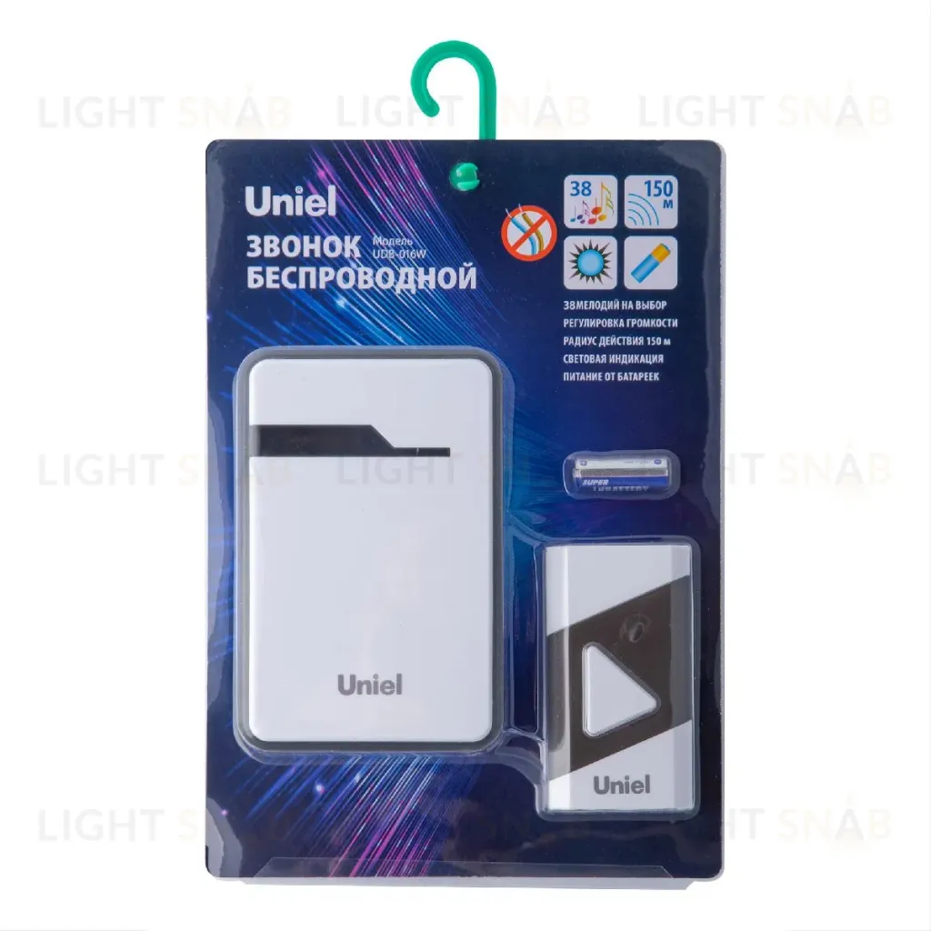 Беспроводной звонок Uniel UDB-016W-R1T1-38S-150M-WH/BL UL-00011371 UDB-016W-R1T1-38S-150M-WH/BL