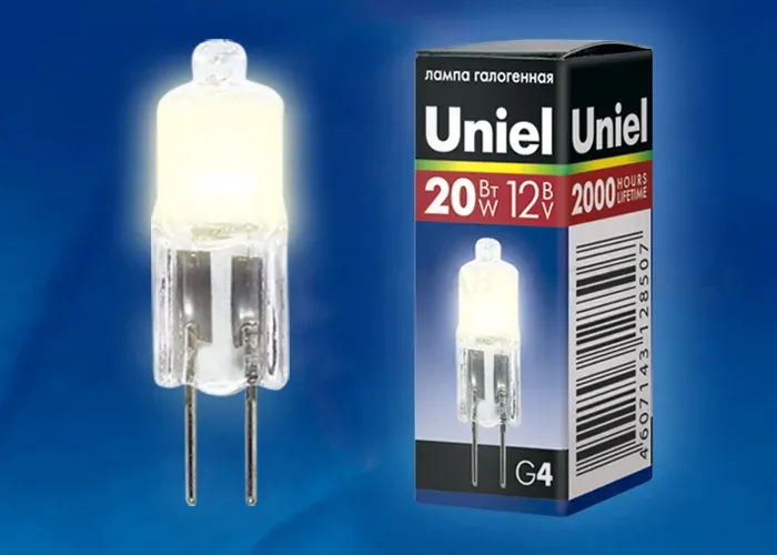 Лампа галогенная Uniel JC-12/20/G4 CL 00481 JC-12/20/G4 CL