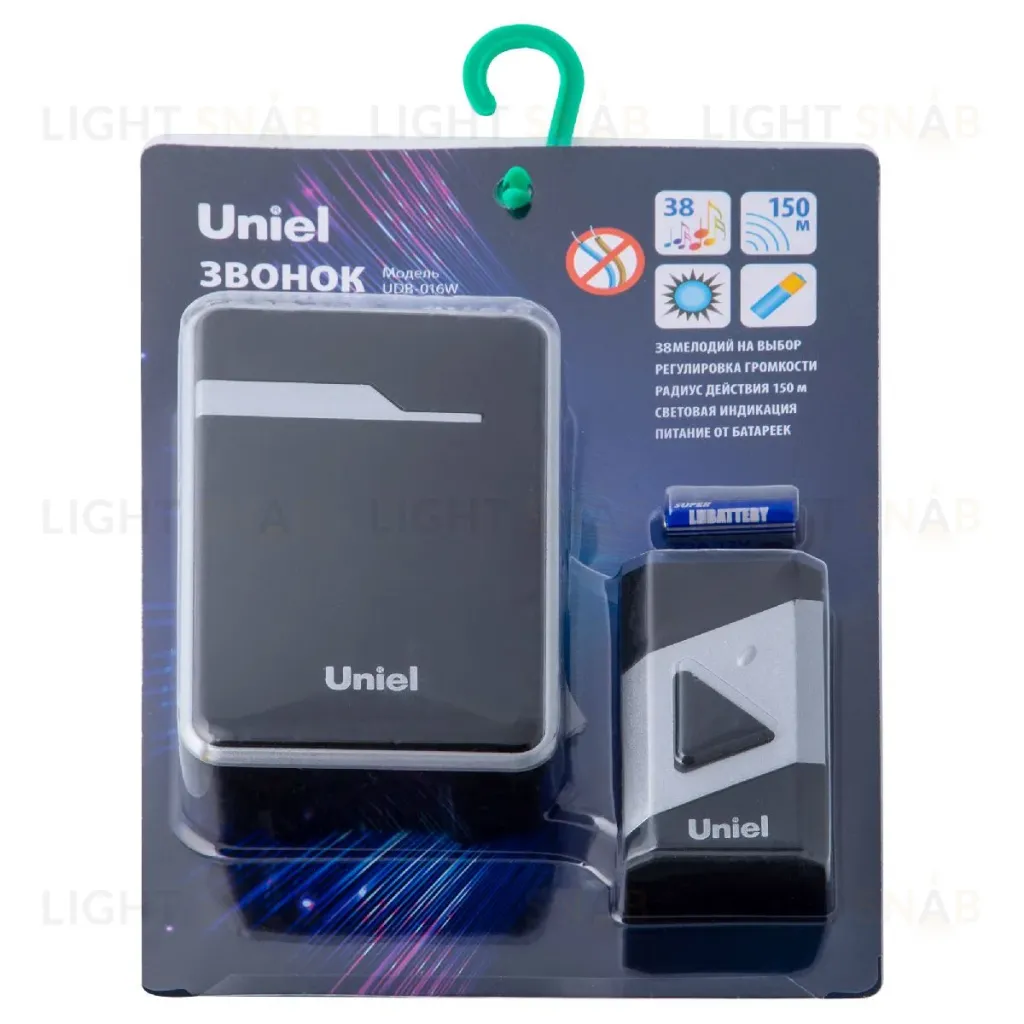 Беспроводной звонок Uniel UDB-016W-R1T1-38S-150M-BL/SL UL-00011372 UDB-016W-R1T1-38S-150M-BL/SL