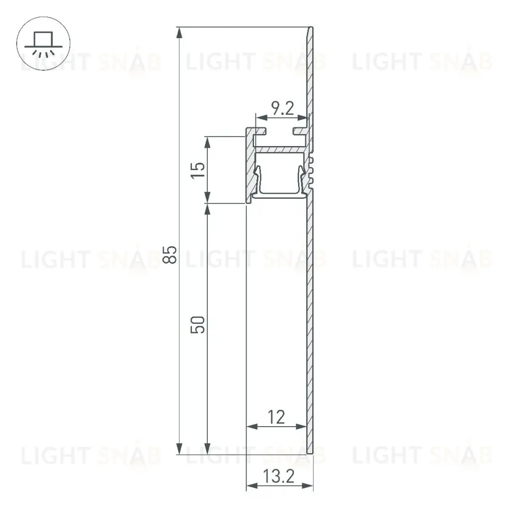 Алюминиевый профиль Arlight ARH-PLINTUS-50-FANTOM-3000 ANOD 052662 052662