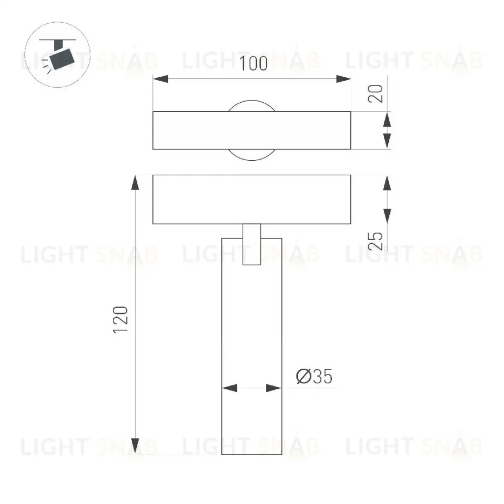 Трековый магнитный светильник Arlight MAG-SPOT-25-R90-9W Warm3000 050045 050045