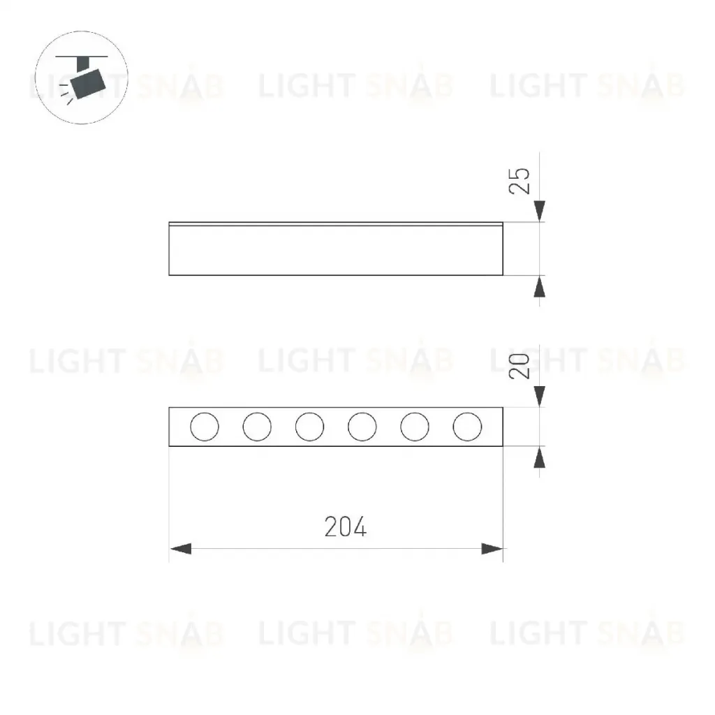 Трековый магнитный светильник Arlight MAG-DOTS-25-L200-6W Day4000 050050 050050