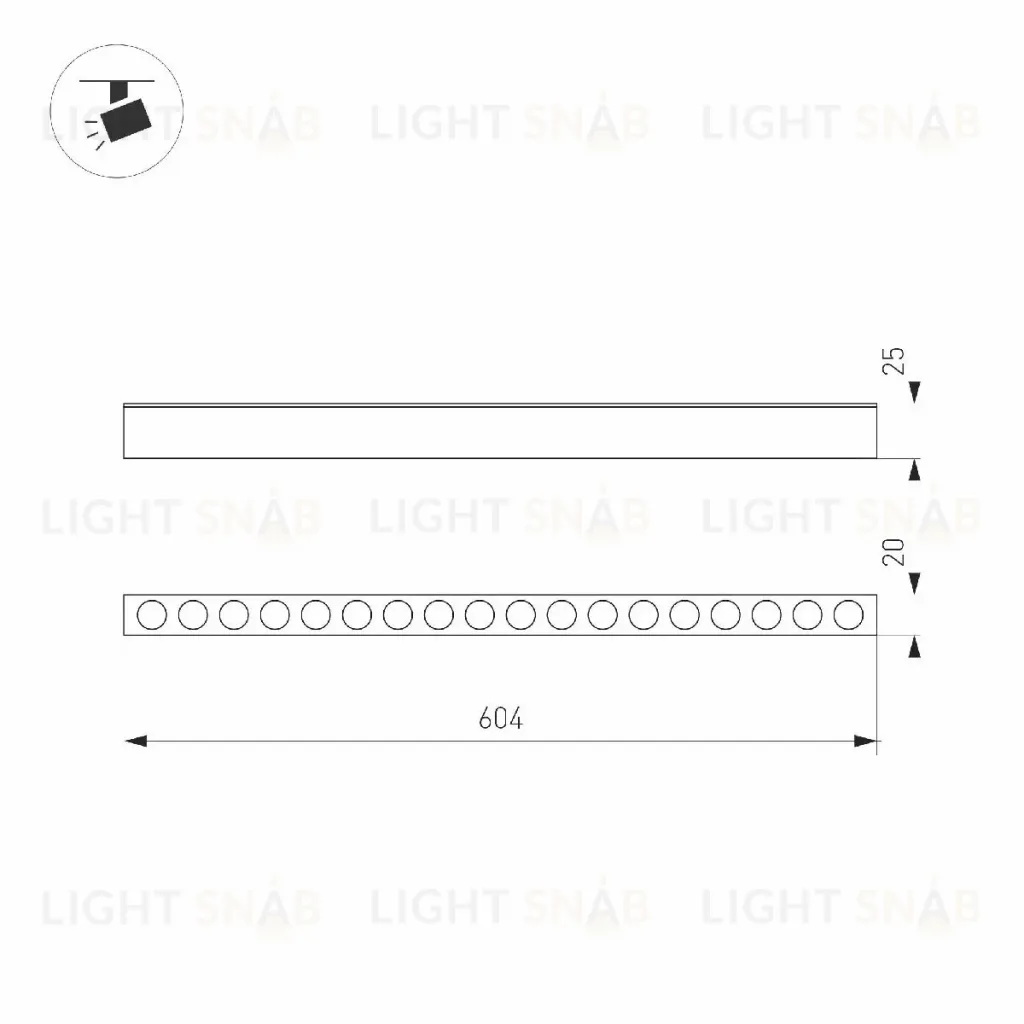 Трековый магнитный светильник Arlight MAG-DOTS-25-L600-18W Warm3000 050054 050054