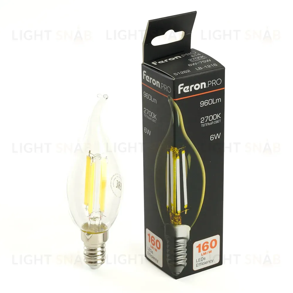 Лампа светодиодная Feron LB-1216 E14 6W 2700K 51262 51262