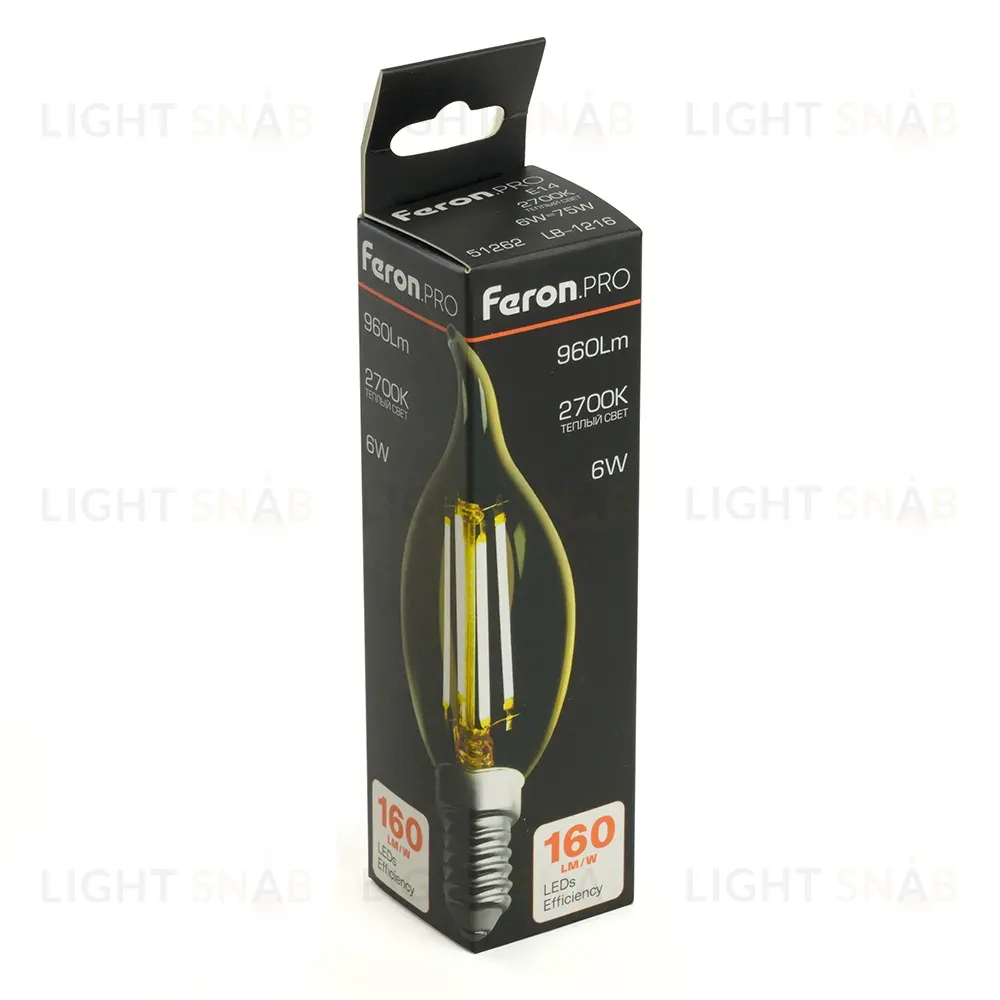 Лампа светодиодная Feron LB-1216 E14 6W 2700K 51262 51262