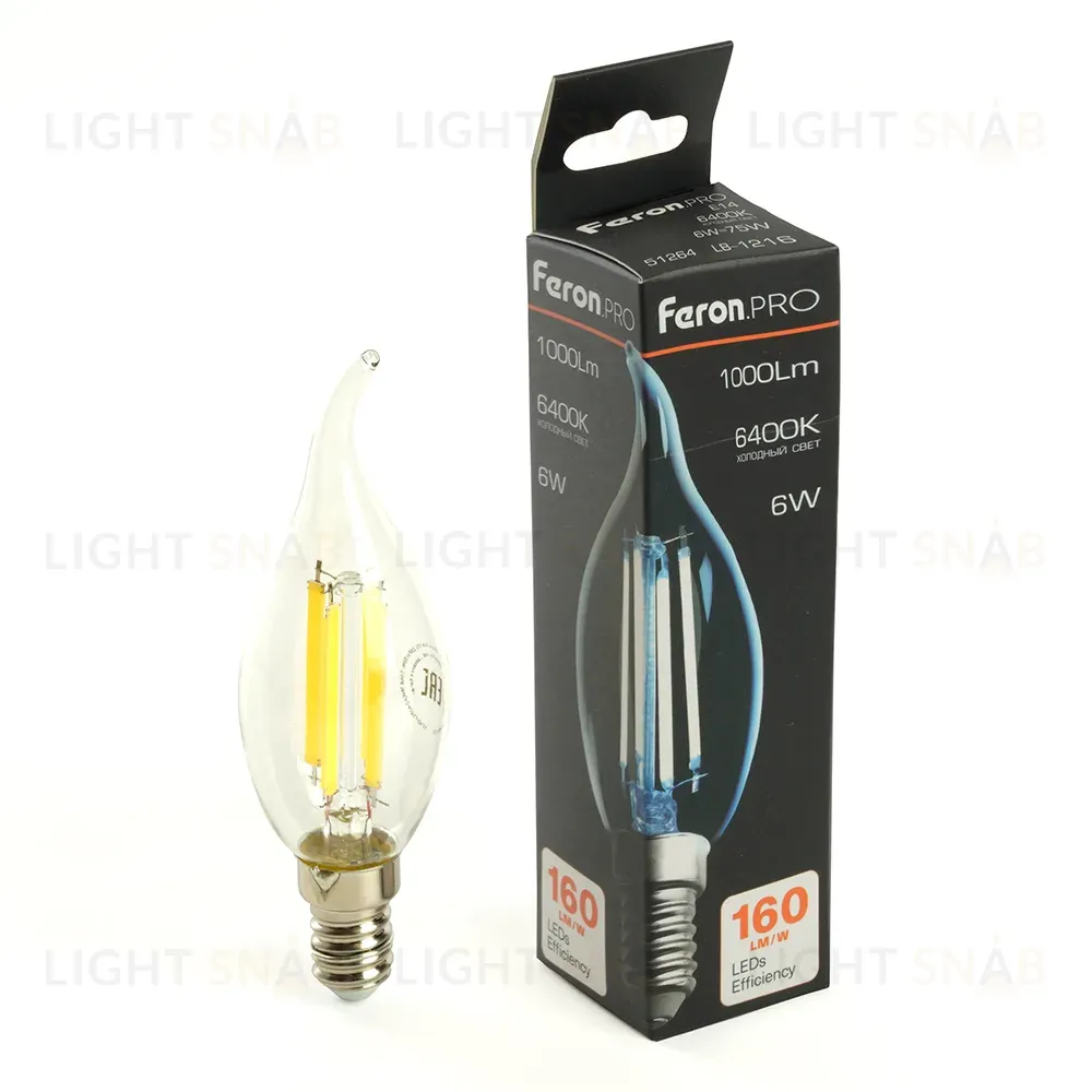Лампа светодиодная Feron LB-1216 E14 6W 6400K 51264 51264