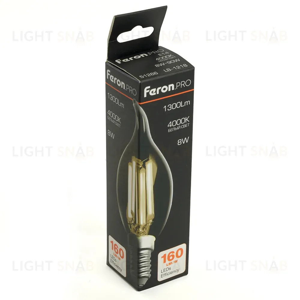 Лампа светодиодная Feron LB-1218 E14 8W 4000K 51266 51266