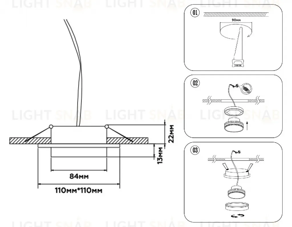 Встраиваемый светильник Ambrella Light Techno Spot GX53 Acrylic tech TN5232 TN5232