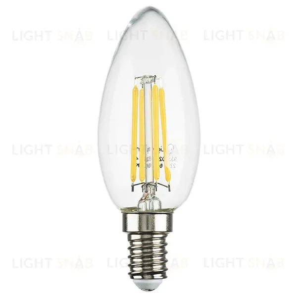Лампа светодиодная филаментная Lightstar LED Filament E14 6W 4000K свеча прозрачная 933504 933504
