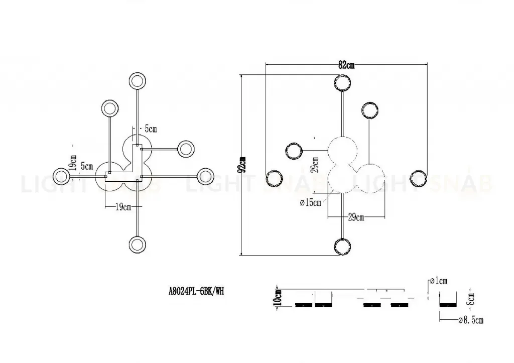 Потолочная люстра Arte Lamp Legacy A8024PL-6BK A8024PL-6BK