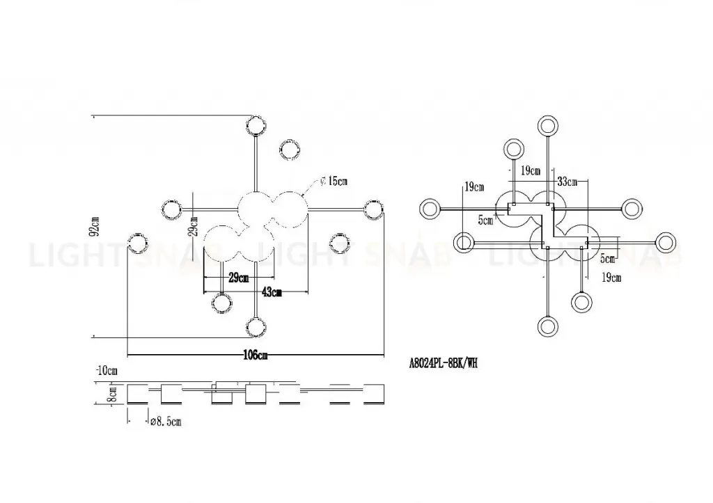 Потолочная люстра Arte Lamp Legacy A8024PL-8BK A8024PL-8BK