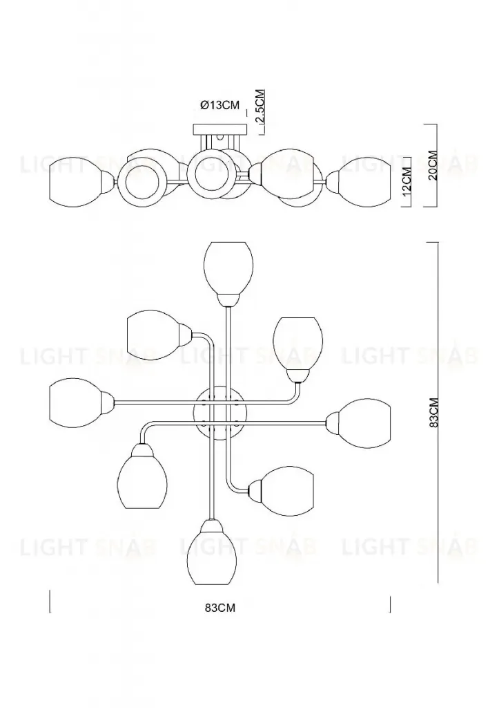 Потолочная люстра Arte Lamp Andrea A8141PL-8BK A8141PL-8BK
