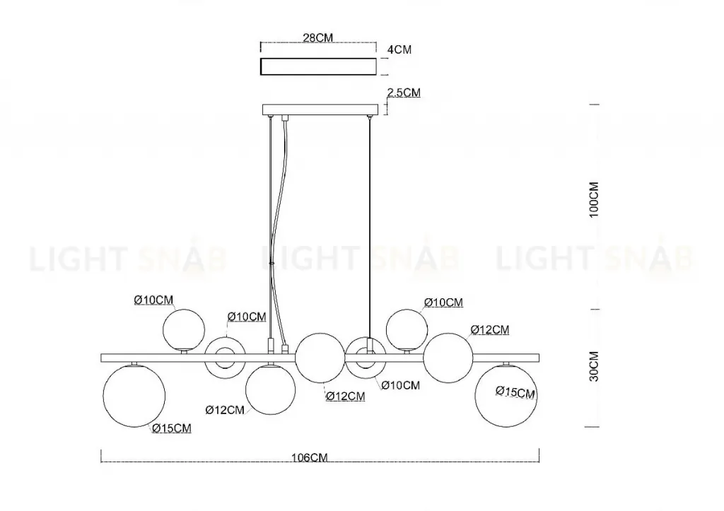 Подвесная люстра Arte Lamp Gemini A2243SP-9BK A2243SP-9BK