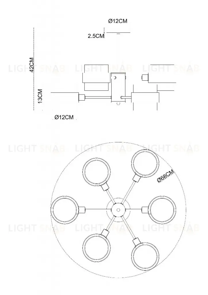 Люстра на штанге Arte Lamp Carlo A8205SP-6BK A8205SP-6BK