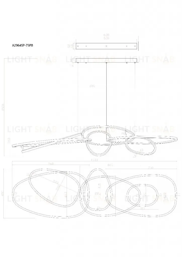 Подвесная люстра Arte Lamp Oracle A2964SP-75PB A2964SP-75PB
