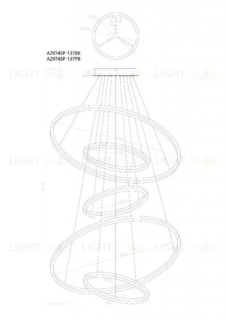 Подвесная люстра Arte Lamp Arcane A2974SP-137BK A2974SP-137BK