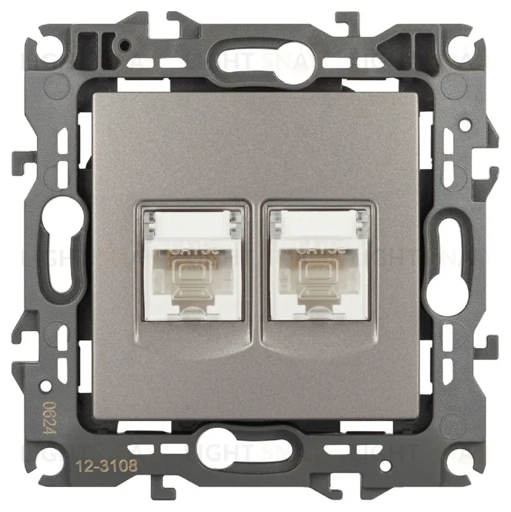 Розетка компьютерная двойная RJ45 Эра 12-3108-16 Б0065665 Б0065665