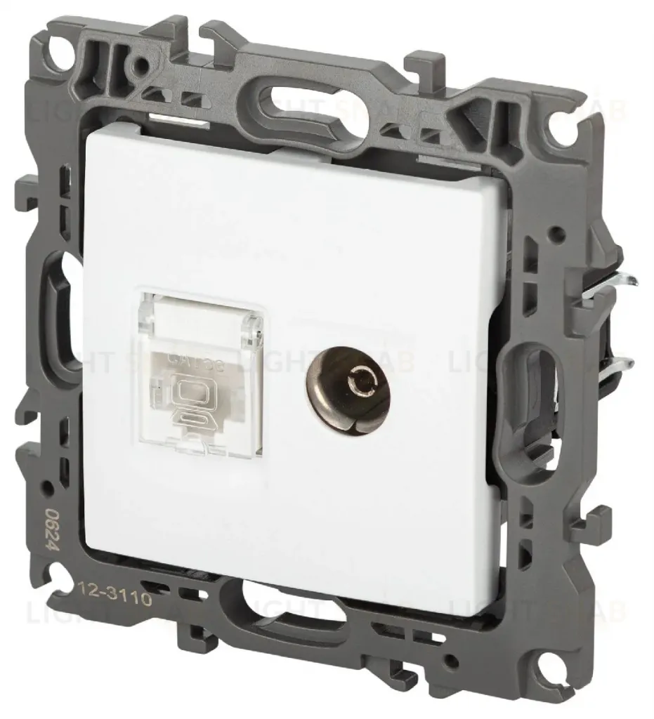 Розетка комбинированная RJ45+TV Эра 12-3110-01М Б0065691 Б0065691