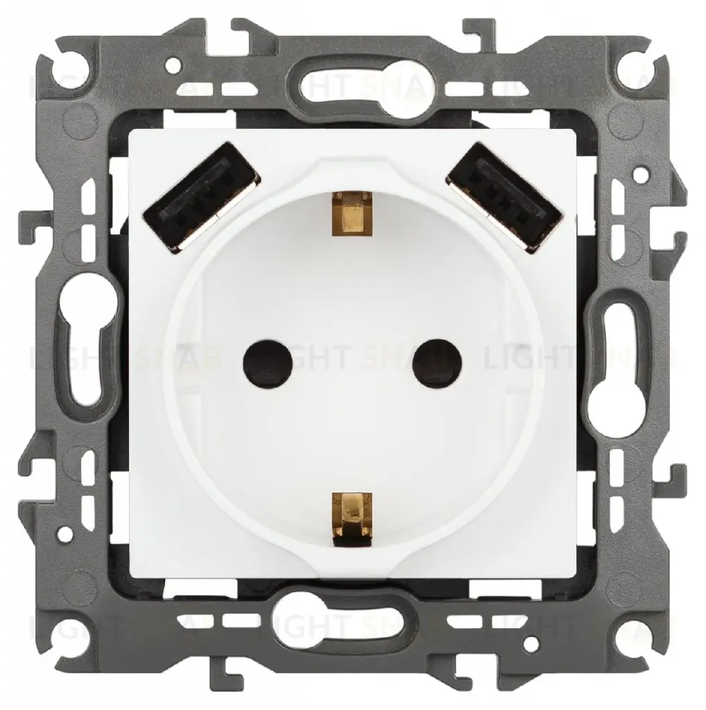 Розетка со шторами и 2 USB Эра 12-4109-01М Б0065728 Б0065728