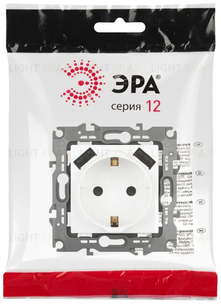 Розетка со шторами и 2 USB Эра 12-4109-01М Б0065728 Б0065728