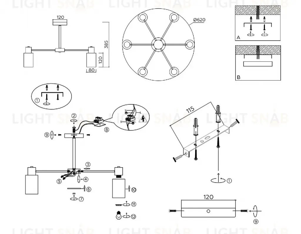 Люстра на штанге Ambrella Light Traditional Modern TR9572 TR9572