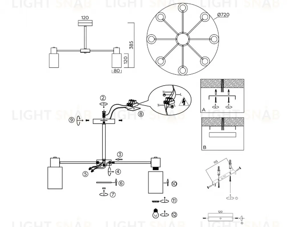 Люстра на штанге Ambrella Light Traditional Modern TR9575 TR9575
