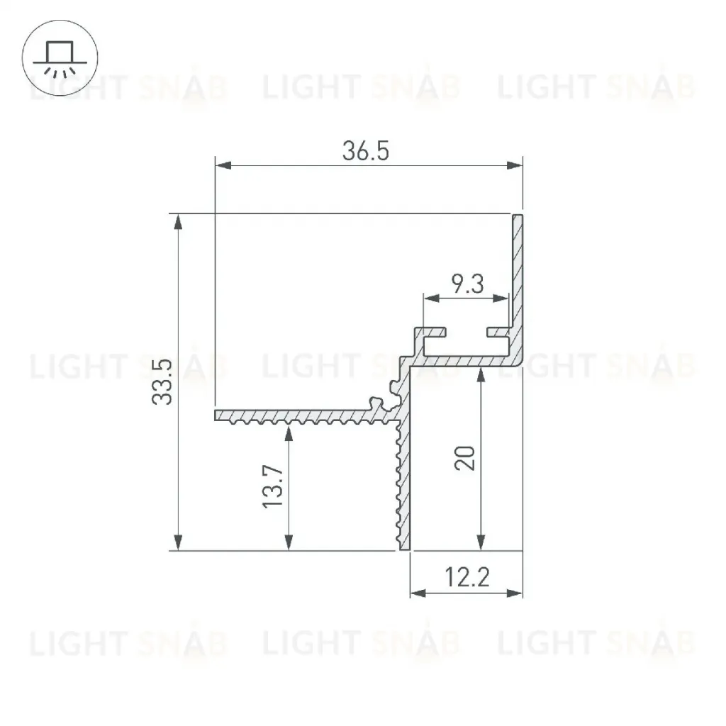 Алюминиевый профиль Arlight СEIL-SHADOW-12-3000 ANOD BLACK 052228 052228