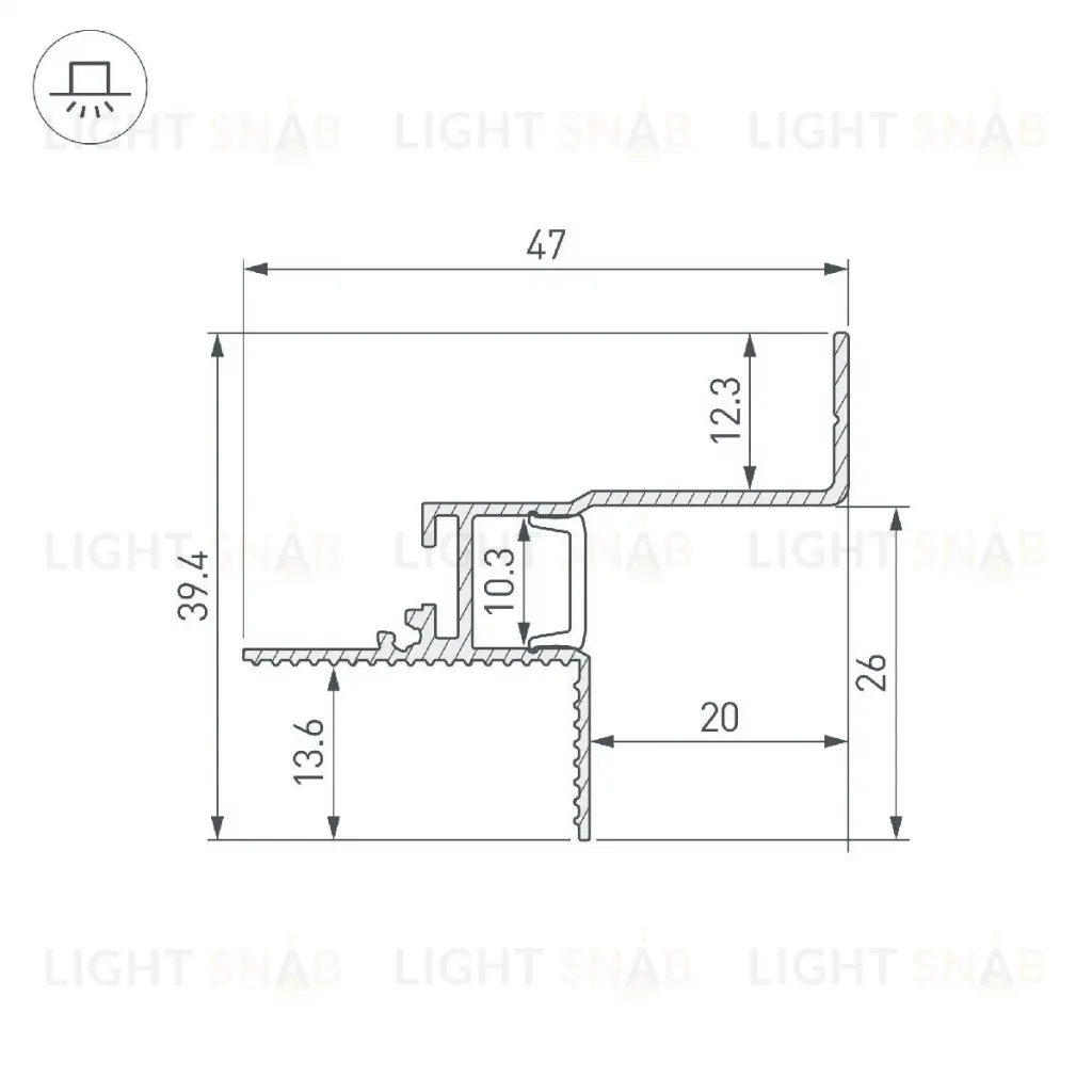 Алюминиевый профиль Arlight СEIL-S12-SHADOW-20-SIDE-3000 WHITE 052241 052241