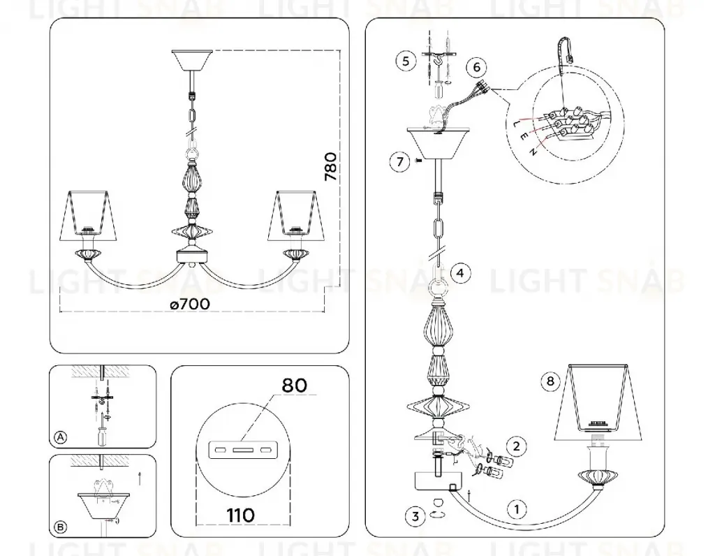 Подвесная люстра Ambrella Light High Light Ceramo Classic LH75024 LH75024