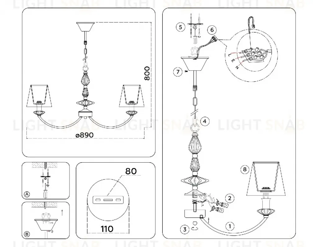 Подвесная люстра Ambrella Light High Light Ceramo Classic LH75025 LH75025