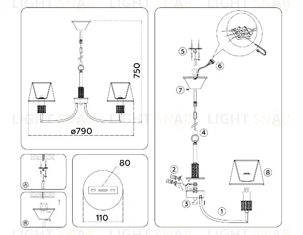 Подвесная люстра Ambrella Light High Light Classic LH71217 LH71217