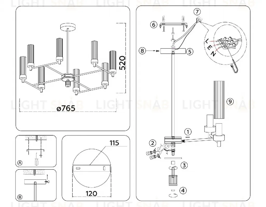 Люстра на штанге Ambrella Light High Light Modern LH55152 LH55152