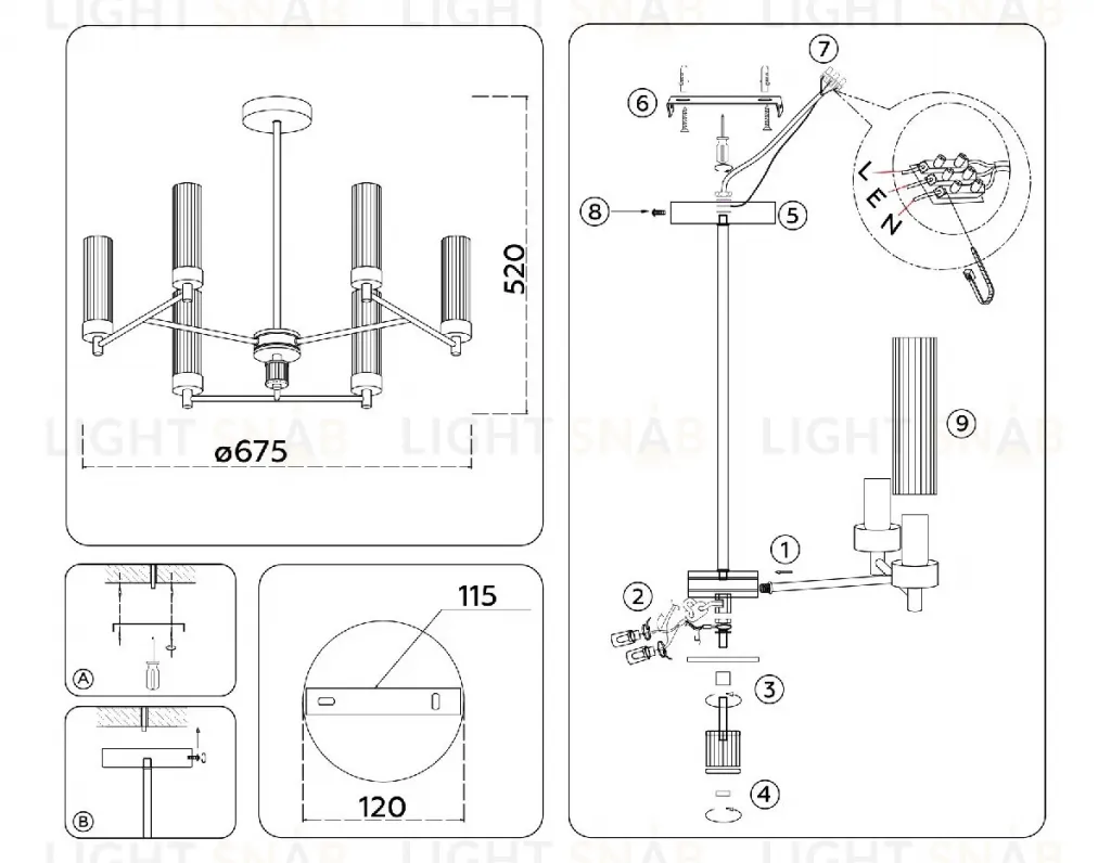 Люстра на штанге Ambrella Light High Light Modern LH55151 LH55151