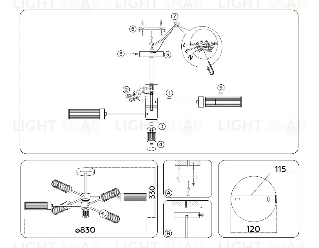 Люстра на штанге Ambrella Light High Light Modern LH55161 LH55161