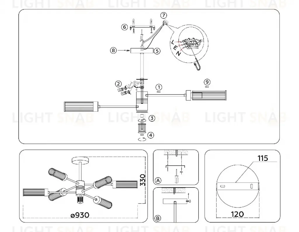 Люстра на штанге Ambrella Light High Light Modern LH55162 LH55162