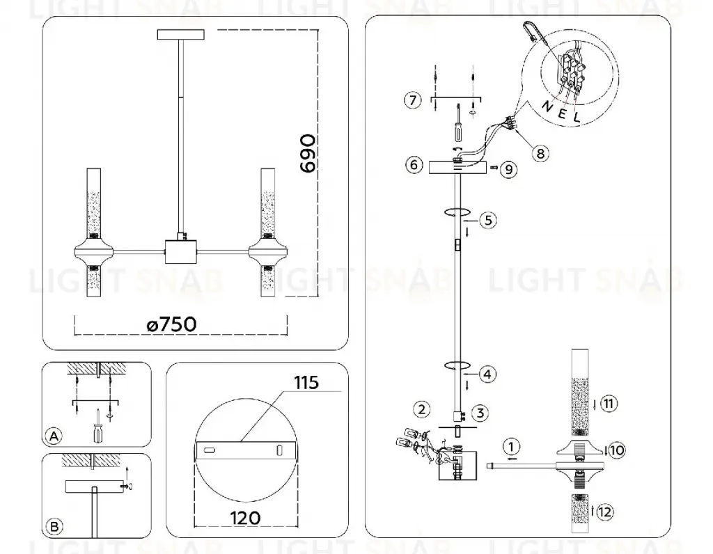 Люстра на штанге Ambrella Light High Light Modern LH55353 LH55353