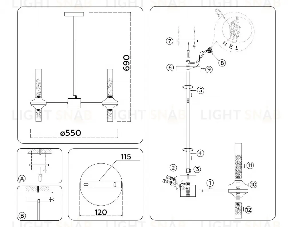 Люстра на штанге Ambrella Light High Light Modern LH55358 LH55358